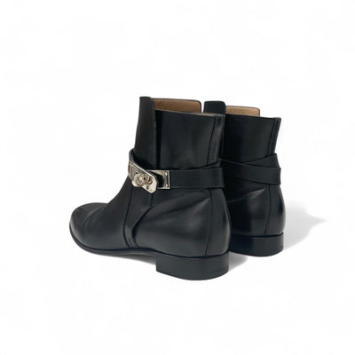 エルメス HERMES ネオ ブーツ ショートブーツ 靴 シューズ レザー ブラック 黒 シルバー ケリー金具