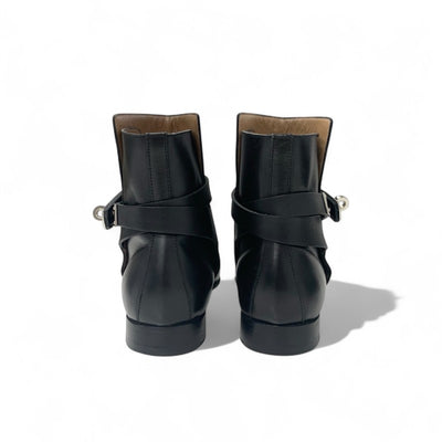 エルメス HERMES ネオ ブーツ ショートブーツ 靴 シューズ レザー ブラック 黒 シルバー ケリー金具