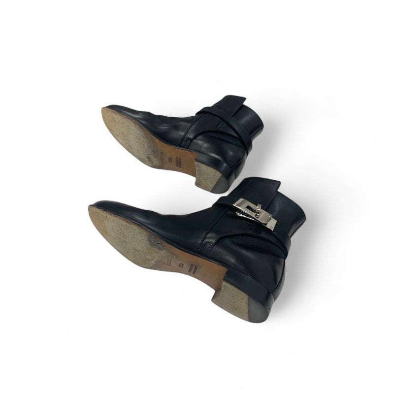 エルメス HERMES ネオ ブーツ ショートブーツ 靴 シューズ レザー ブラック 黒 シルバー ケリー金具