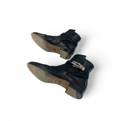 エルメス HERMES ネオ ブーツ ショートブーツ 靴 シューズ レザー ブラック 黒 シルバー ケリー金具