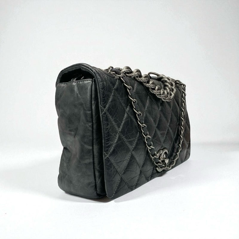 シャネル CHANEL バッグ ショルダーバッグ ヴィンテージカーフ グレー シルバー マトラッセ ココマーク シングルフラップ ダブルチェーン 2way
