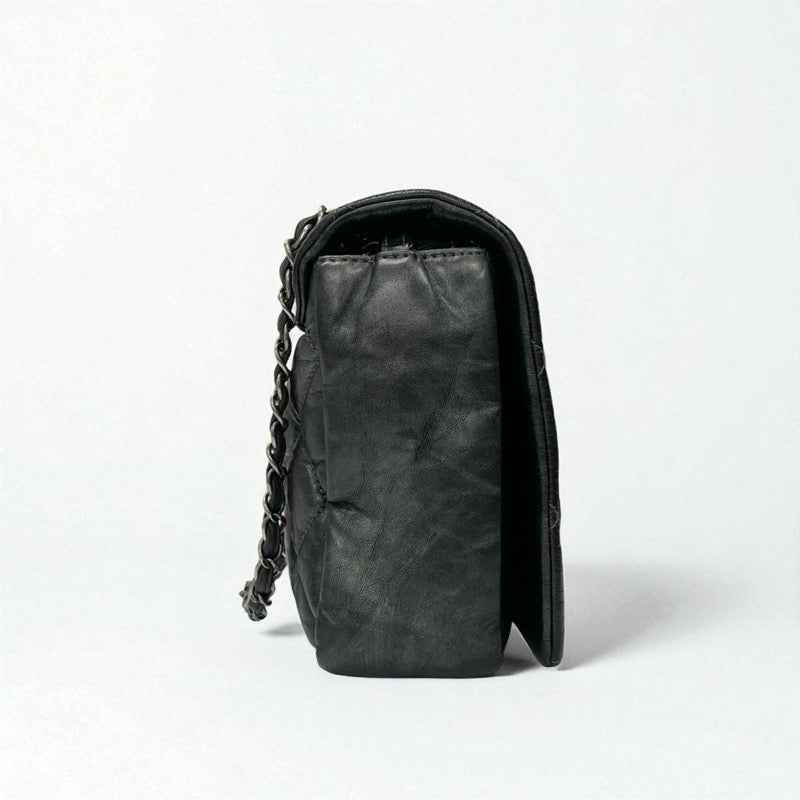 シャネル CHANEL バッグ ショルダーバッグ ヴィンテージカーフ グレー シルバー マトラッセ ココマーク シングルフラップ ダブルチェーン 2way