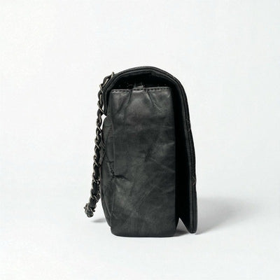 シャネル CHANEL バッグ ショルダーバッグ ヴィンテージカーフ グレー シルバー マトラッセ ココマーク シングルフラップ ダブルチェーン 2way