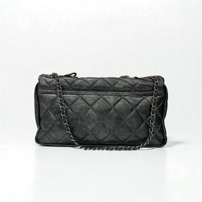 シャネル CHANEL バッグ ショルダーバッグ ヴィンテージカーフ グレー シルバー マトラッセ ココマーク シングルフラップ ダブルチェーン 2way