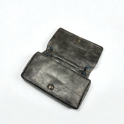 シャネル CHANEL バッグ ショルダーバッグ ヴィンテージカーフ グレー シルバー マトラッセ ココマーク シングルフラップ ダブルチェーン 2way
