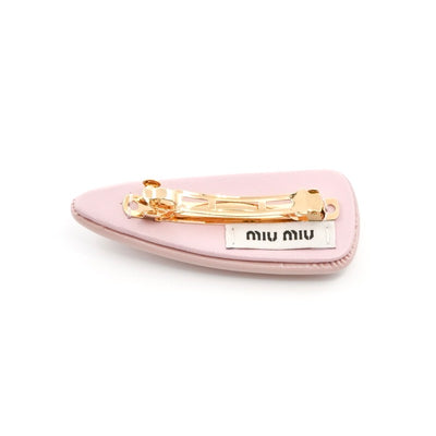 ミュウミュウ MIUMIU ヘアアクセサリー ピンク ゴールド ロゴ ヘアクリップ バレッタ