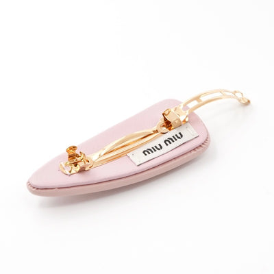 ミュウミュウ MIUMIU ヘアアクセサリー ピンク ゴールド ロゴ ヘアクリップ バレッタ