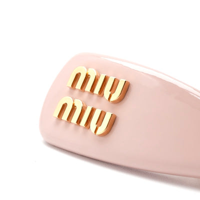 ミュウミュウ MIUMIU ヘアアクセサリー ピンク ゴールド ロゴ ヘアクリップ バレッタ
