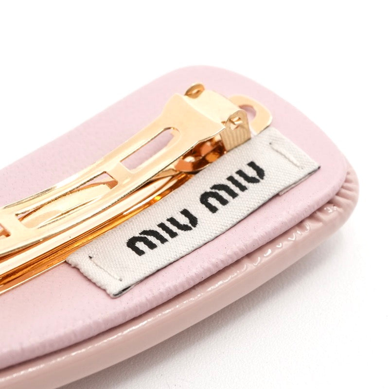 ミュウミュウ MIUMIU ヘアアクセサリー ピンク ゴールド ロゴ ヘアクリップ バレッタ