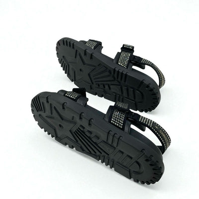 クリスチャンディオール CHRISTIAN DIOR サンダル 靴 シューズ ラムスキン ブラック 黒 ロゴ ラインストーン ベルクロストラップ スポーツサンダル