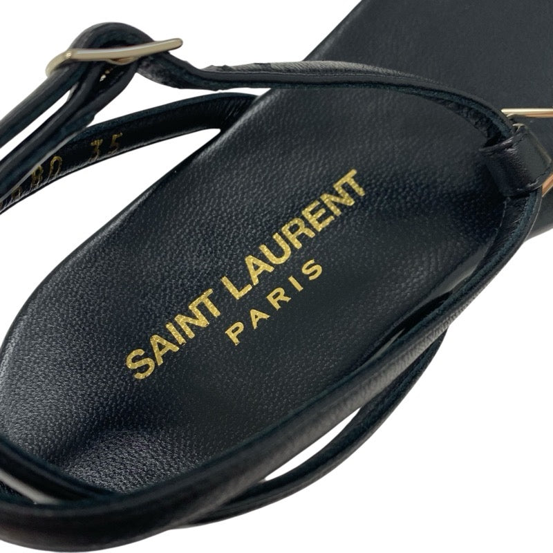 サンローラン SAINT LAURENT カサンドラ サンダル 靴 シューズ レザー ブラック 黒 ゴールド YSL金具 ストラップ トングサンダル