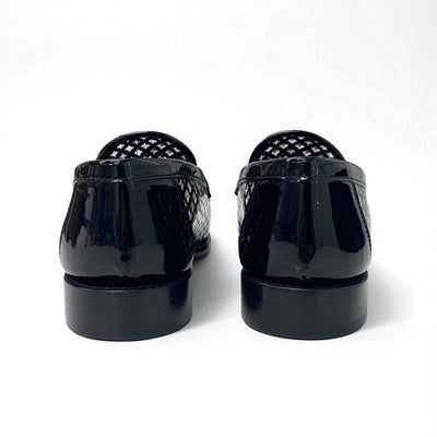 ルイヴィトン LOUIS VUITTON チェスライン モノグラム ローファー 革靴 靴 シューズ パテント ブラック 黒 ゴールド ロゴ パドロック フラットシューズ