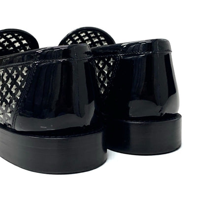 ルイヴィトン LOUIS VUITTON チェスライン モノグラム ローファー 革靴 靴 シューズ パテント ブラック 黒 ゴールド ロゴ パドロック フラットシューズ