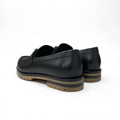 エルメス HERMES フォーブル ローファー 革靴 靴 シューズ レザー ブラック シルバー H金具 モカシン フラットシューズ