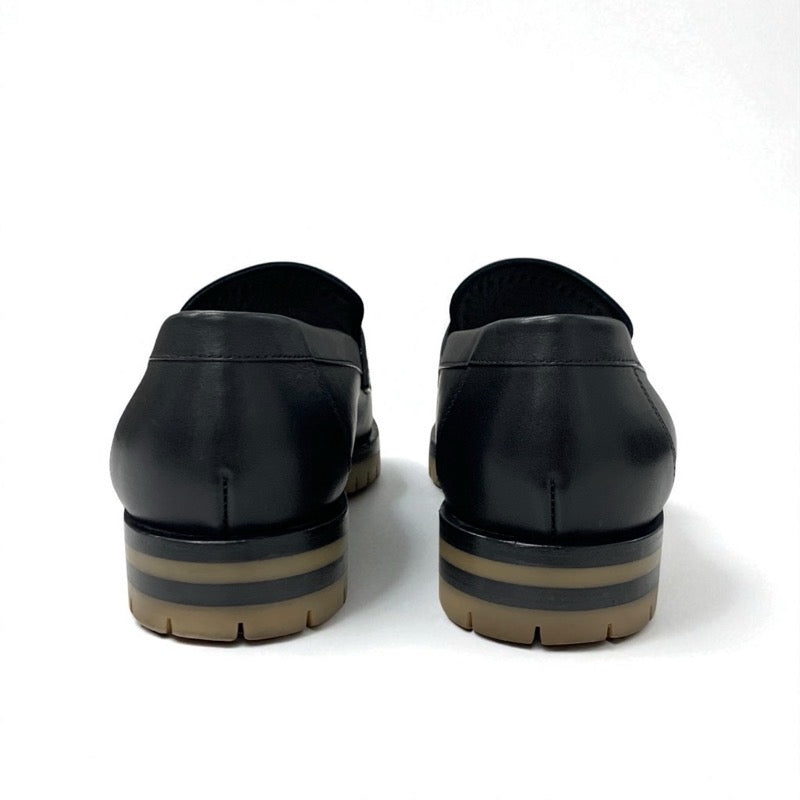 エルメス HERMES フォーブル ローファー 革靴 靴 シューズ レザー ブラック シルバー H金具 モカシン フラットシューズ