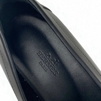 エルメス HERMES フォーブル ローファー 革靴 靴 シューズ レザー ブラック シルバー H金具 モカシン フラットシューズ