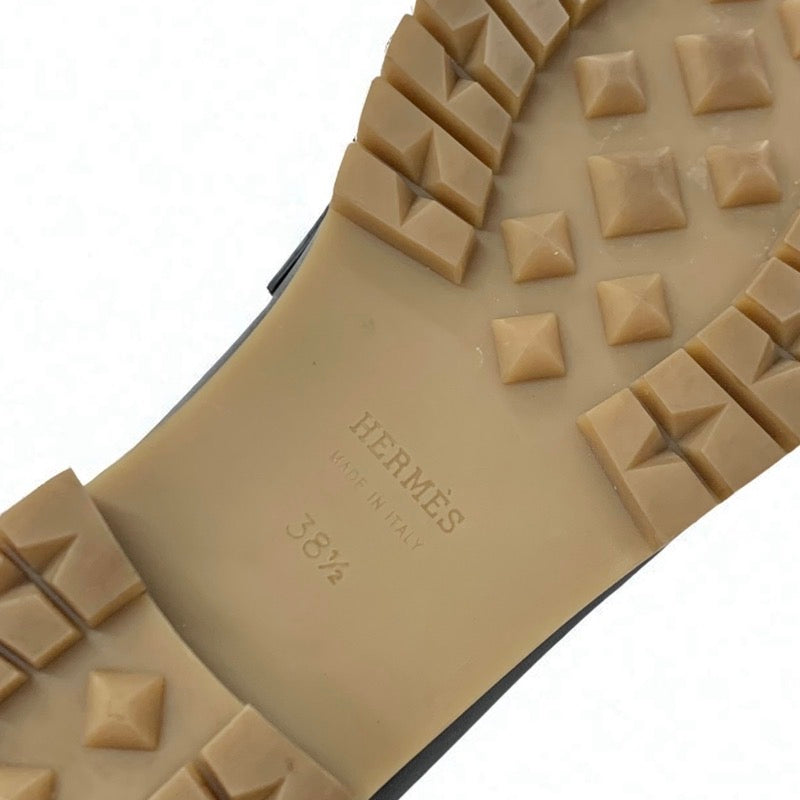 エルメス HERMES フォーブル ローファー 革靴 靴 シューズ レザー ブラック シルバー H金具 モカシン フラットシューズ