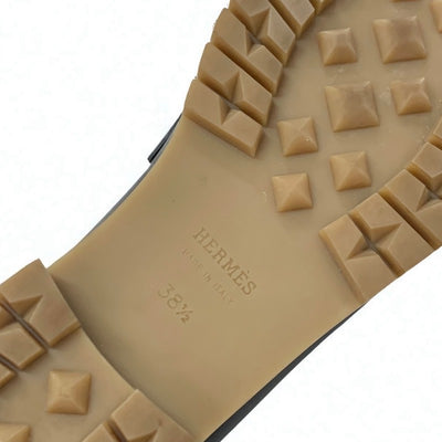 エルメス HERMES フォーブル ローファー 革靴 靴 シューズ レザー ブラック シルバー H金具 モカシン フラットシューズ