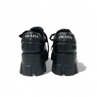 プラダ PRADA モノリス スニーカー 靴 シューズ レザー ブラック 黒 トライアングルロゴ