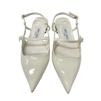 ジミーチュウ JIMMY CHOO フラットシューズ 靴 シューズ パテント アイボリー JCロゴ ストラップ