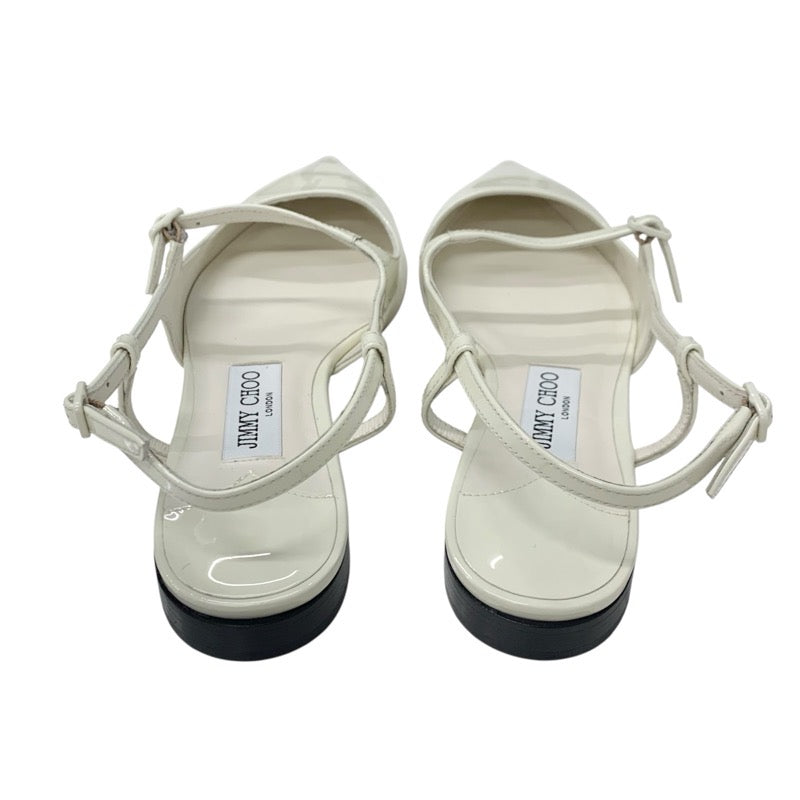 ジミーチュウ JIMMY CHOO フラットシューズ 靴 シューズ パテント アイボリー JCロゴ ストラップ