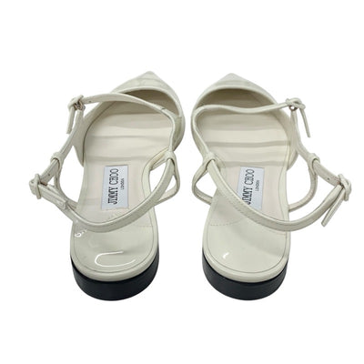 ジミーチュウ JIMMY CHOO フラットシューズ 靴 シューズ パテント アイボリー JCロゴ ストラップ