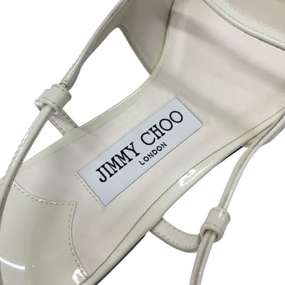 ジミーチュウ JIMMY CHOO フラットシューズ 靴 シューズ パテント アイボリー JCロゴ ストラップ