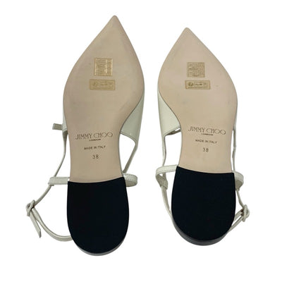 ジミーチュウ JIMMY CHOO フラットシューズ 靴 シューズ パテント アイボリー JCロゴ ストラップ