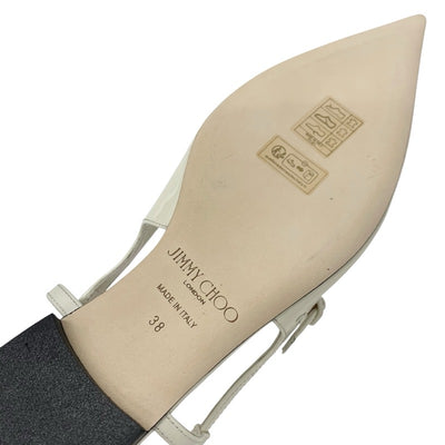 ジミーチュウ JIMMY CHOO フラットシューズ 靴 シューズ パテント アイボリー JCロゴ ストラップ