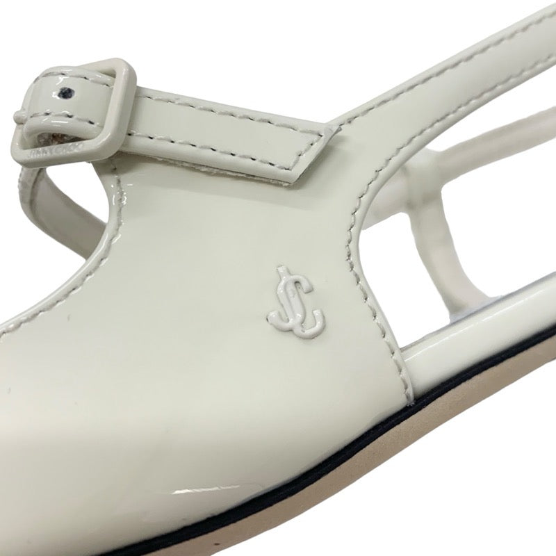 ジミーチュウ JIMMY CHOO フラットシューズ 靴 シューズ パテント アイボリー JCロゴ ストラップ