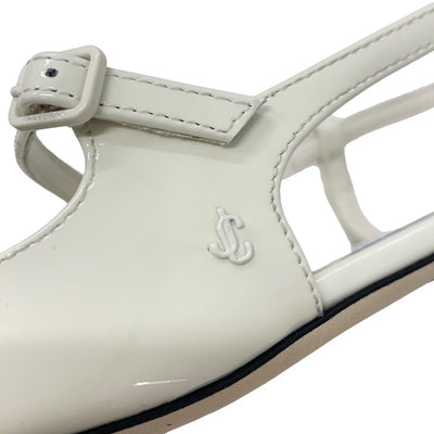 ジミーチュウ JIMMY CHOO フラットシューズ 靴 シューズ パテント アイボリー JCロゴ ストラップ
