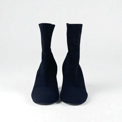 ルイヴィトン LOUIS VUITTON シルエットライン モノグラム ブーツ ショートブーツ 靴 シューズ ファブリック レザー ブラック ブラウン アンクルブーツ ニット ソックスブーツ