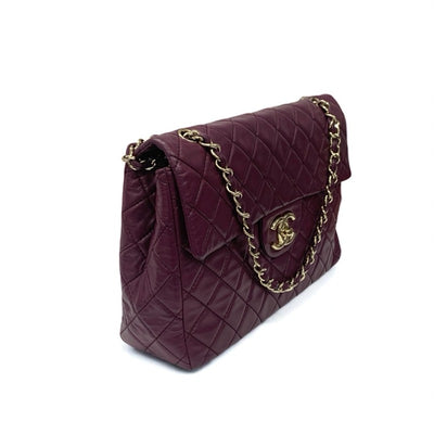 シャネル CHANEL バッグ ショルダーバッグ レザー パープル ゴールド デカマトラッセ30 ラージ ターンロック シングルフラップ ダブルチェーン
