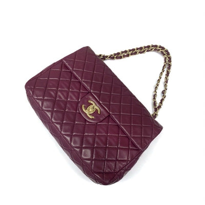 シャネル CHANEL バッグ ショルダーバッグ レザー パープル ゴールド デカマトラッセ30 ラージ ターンロック シングルフラップ ダブルチェーン