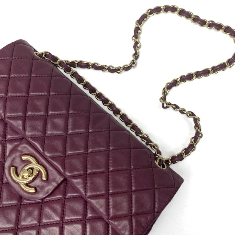 シャネル CHANEL バッグ ショルダーバッグ レザー パープル ゴールド デカマトラッセ30 ラージ ターンロック シングルフラップ ダブルチェーン