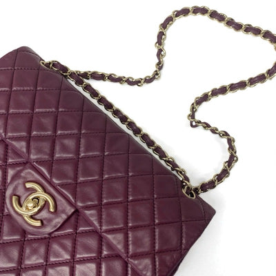 シャネル CHANEL バッグ ショルダーバッグ レザー パープル ゴールド デカマトラッセ30 ラージ ターンロック シングルフラップ ダブルチェーン