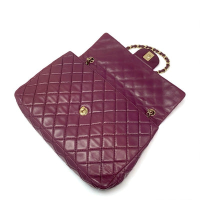 シャネル CHANEL バッグ ショルダーバッグ レザー パープル ゴールド デカマトラッセ30 ラージ ターンロック シングルフラップ ダブルチェーン