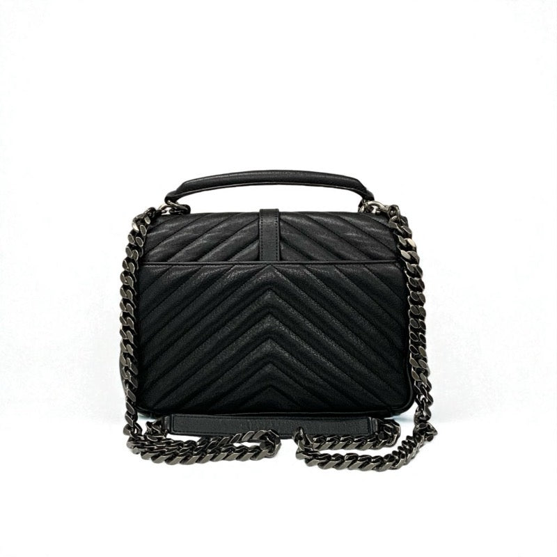 サンローラン SAINT LAURENT カレッジ バッグ ショルダーバッグ レザー ブラック 黒 シルバー YSLロゴ キルティング 2WAY ハンドバッグ