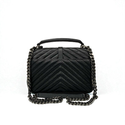 サンローラン SAINT LAURENT カレッジ バッグ ショルダーバッグ レザー ブラック 黒 シルバー YSLロゴ キルティング 2WAY ハンドバッグ