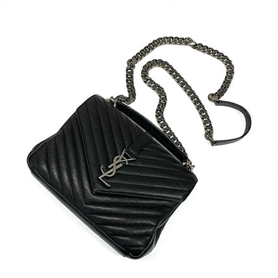 サンローラン SAINT LAURENT カレッジ バッグ ショルダーバッグ レザー ブラック 黒 シルバー YSLロゴ キルティング 2WAY ハンドバッグ