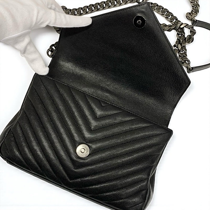 サンローラン SAINT LAURENT カレッジ バッグ ショルダーバッグ レザー ブラック 黒 シルバー YSLロゴ キルティング 2WAY ハンドバッグ