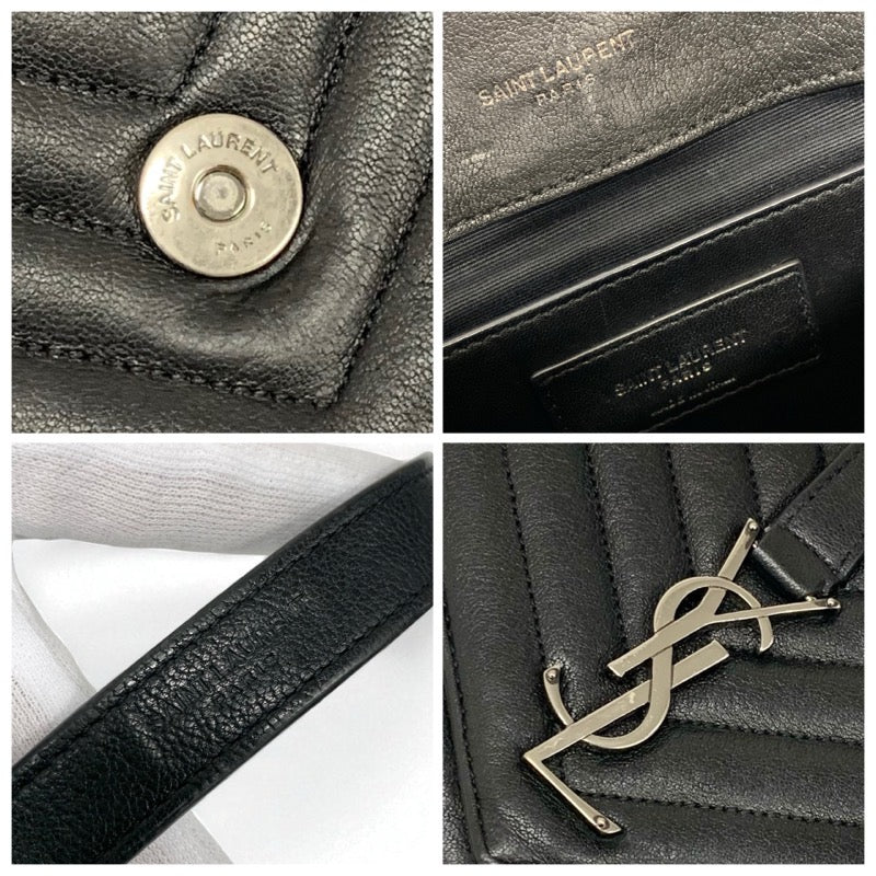 サンローラン SAINT LAURENT カレッジ バッグ ショルダーバッグ レザー ブラック 黒 シルバー YSLロゴ キルティング 2WAY ハンドバッグ