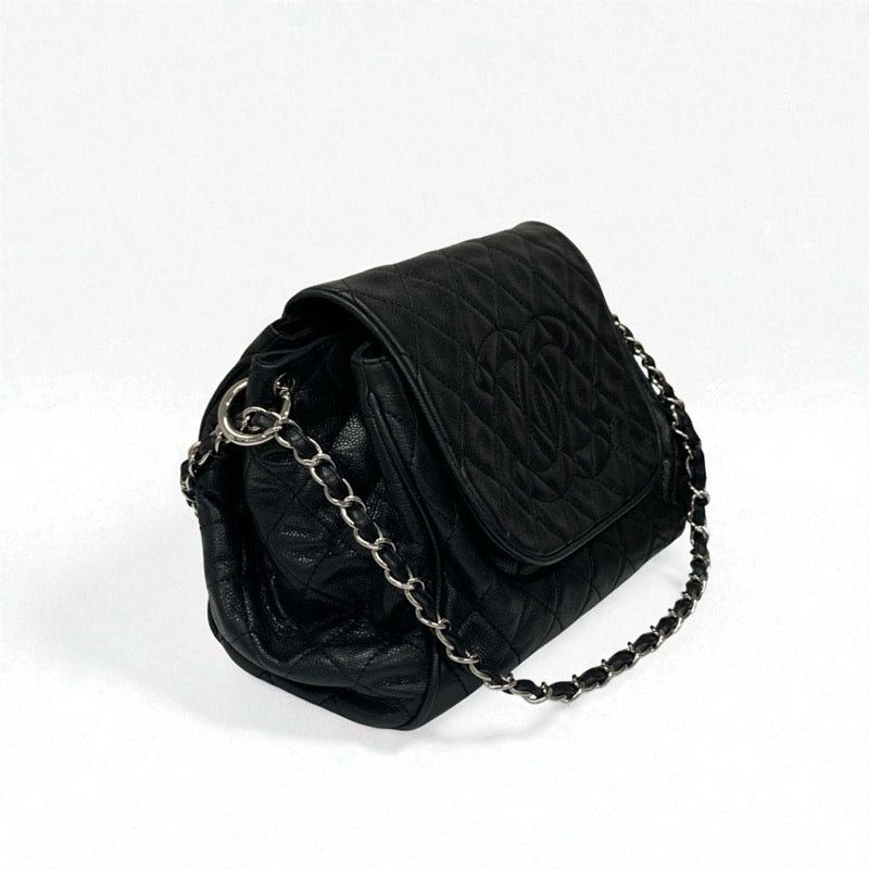 シャネル CHANEL バッグ ショルダーバッグ キャビアスキン ブラック 黒 マトラッセ ココマーク シングルフラップ チェーン