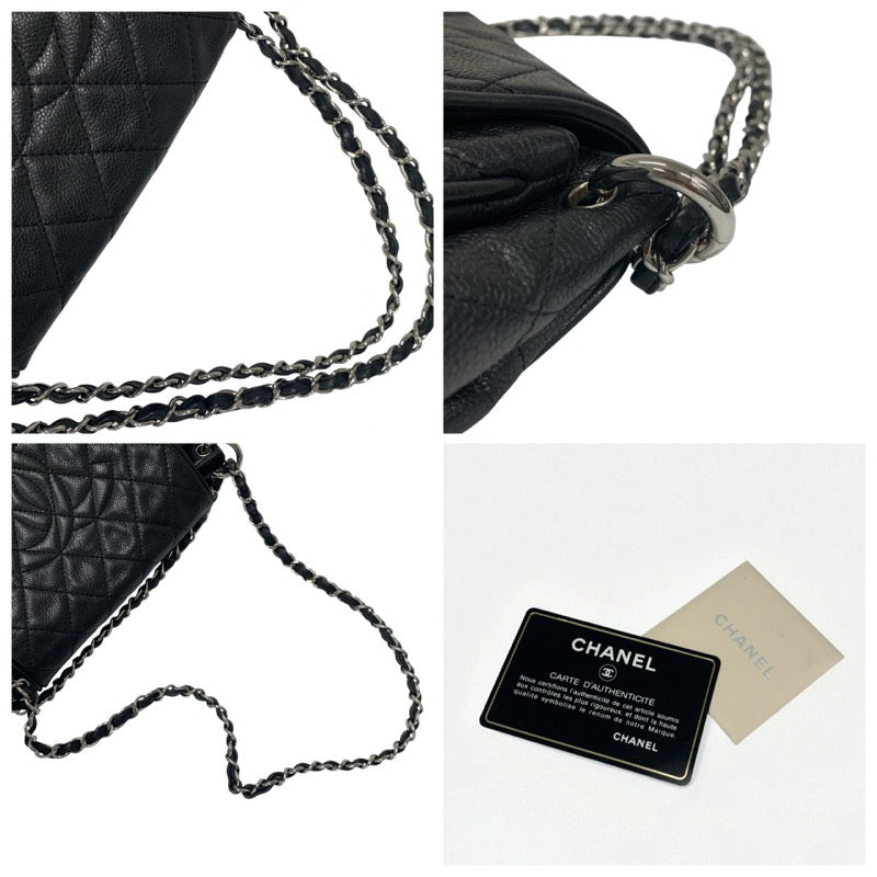 シャネル CHANEL バッグ ショルダーバッグ キャビアスキン ブラック 黒 マトラッセ ココマーク シングルフラップ チェーン