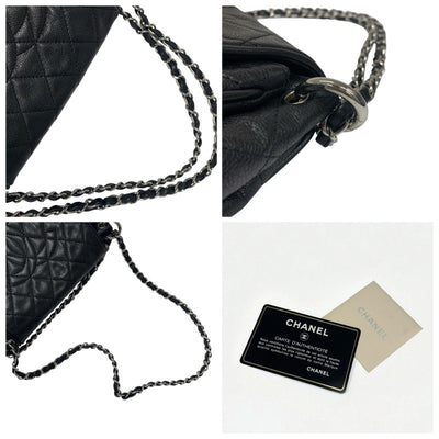 シャネル CHANEL バッグ ショルダーバッグ キャビアスキン ブラック 黒 マトラッセ ココマーク シングルフラップ チェーン