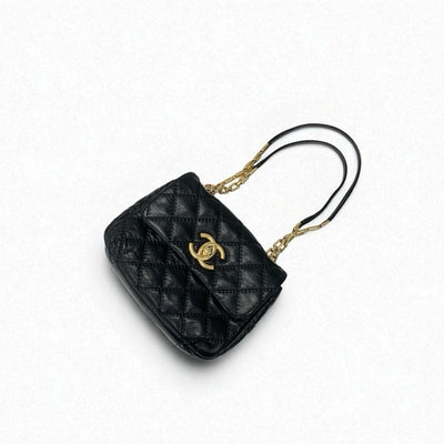 シャネル CHANEL バッグ ショルダーバッグ レザー ブラック ゴールド マトラッセ ココマーク シングルフラップ ダブルチェーン