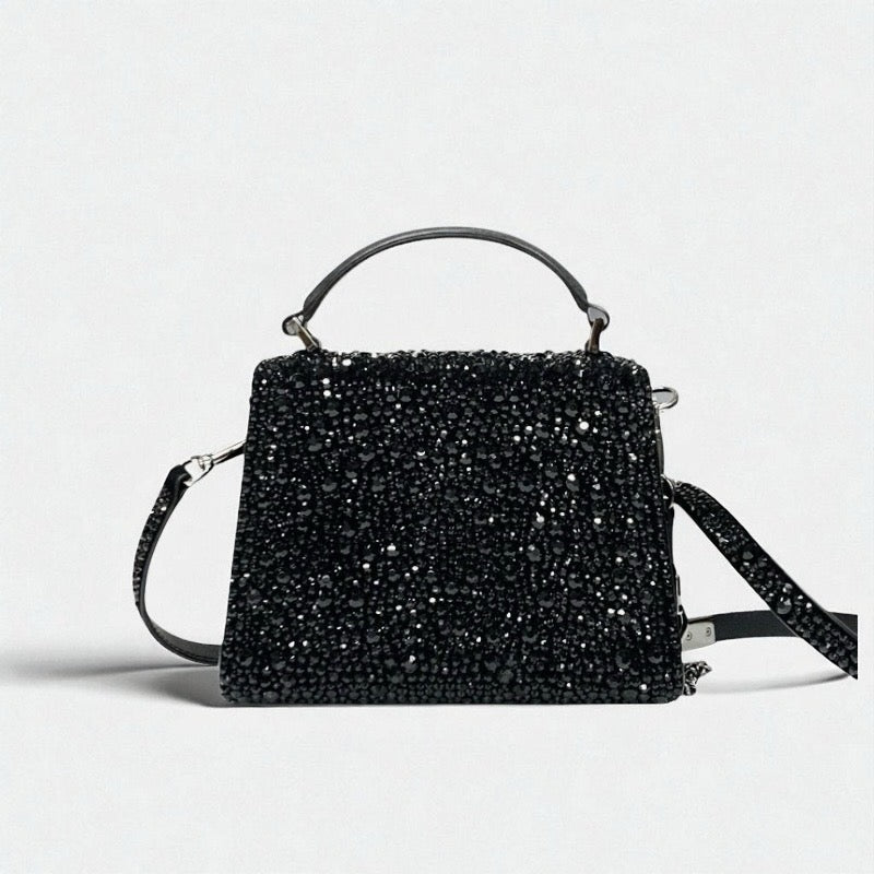 ヴァレンティノ VALENTINO ハンドバッグ ブラック Vスリング ラインストーン 2WAY スパークリング エンブロイダリー パーティーバッグ
