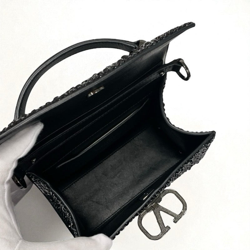 ヴァレンティノ VALENTINO ハンドバッグ ブラック Vスリング ラインストーン 2WAY スパークリング エンブロイダリー パーティーバッグ