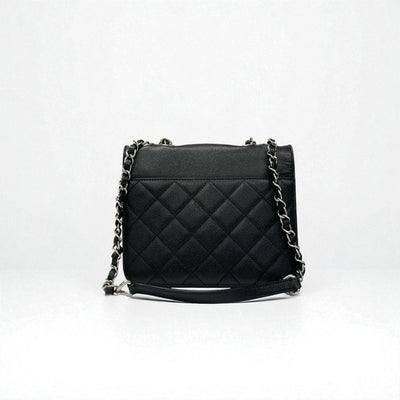 シャネル CHANEL バッグ ショルダーバッグ キャビアスキン ブラック 黒 シルバー マトラッセ ハーフココマーク シングルフラップ ダブルチェーン