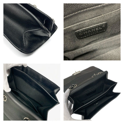 シャネル CHANEL バッグ ショルダーバッグ キャビアスキン ブラック 黒 シルバー マトラッセ ハーフココマーク シングルフラップ ダブルチェーン